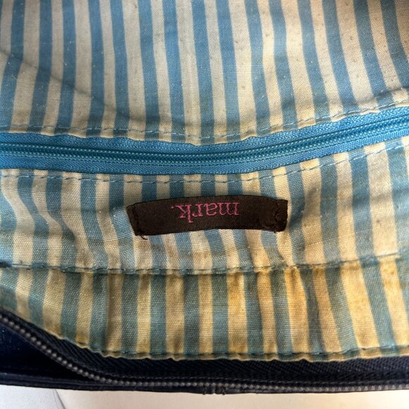 Mark Women’s Large Navy Faux Leather Tote Bag with Front Zip Pockets - Picture 12 of 14